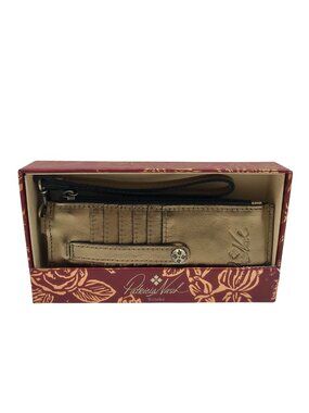Patricia Nash Metallic Gold Leather Wristlet Wallet
